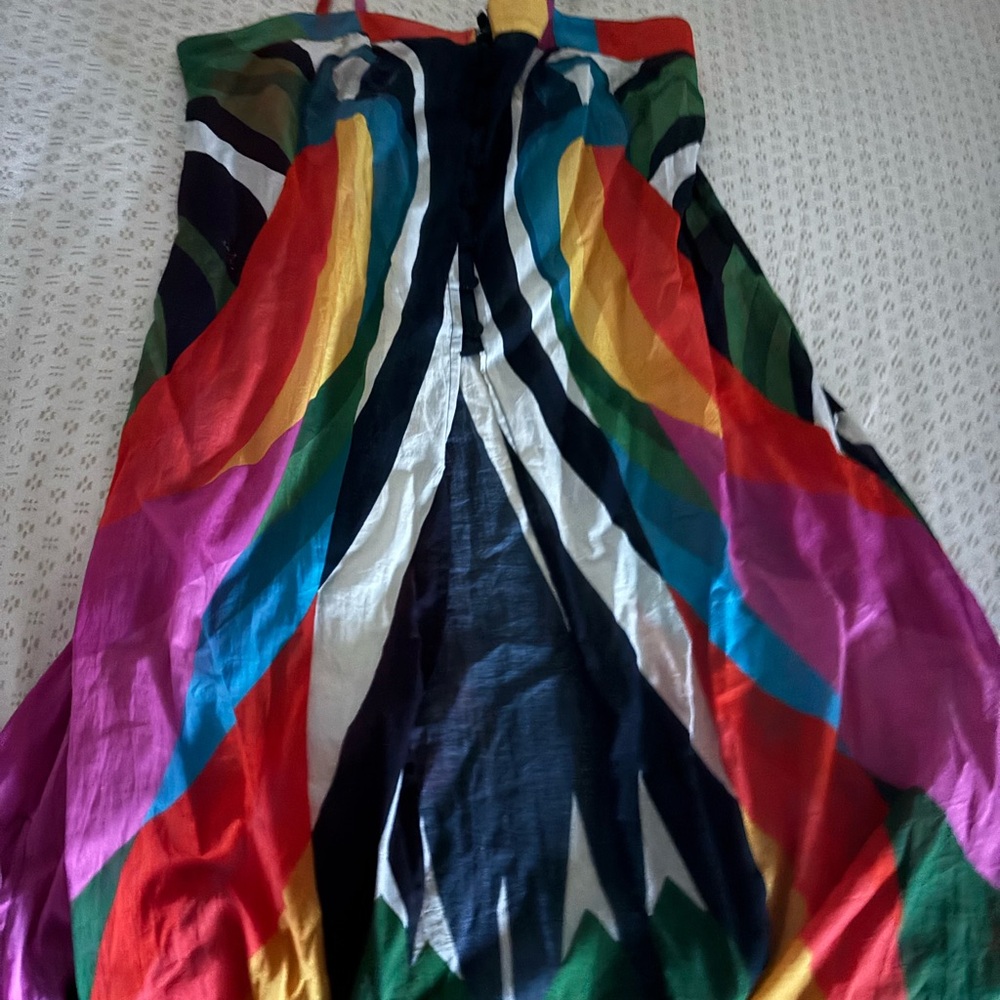 FARM Rio Macaw Tripe Multicolor Cascade Maxi Coverup (2023) - Picture 1 of 7